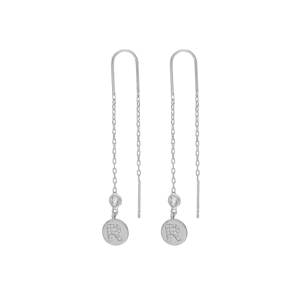 Plättchen Zirkonia Buchstaben Ohrringe Hängend