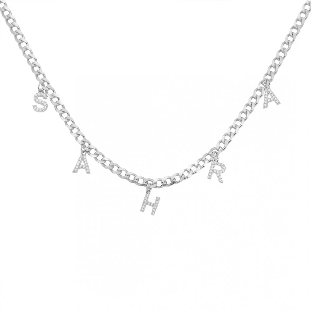 Namenskette mit Buchstaben Zirkonia Stein Gurme