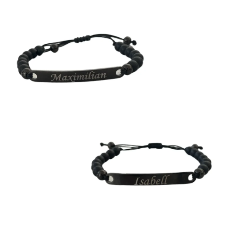 Couple Bracelets Pearl mit Gravur l Black