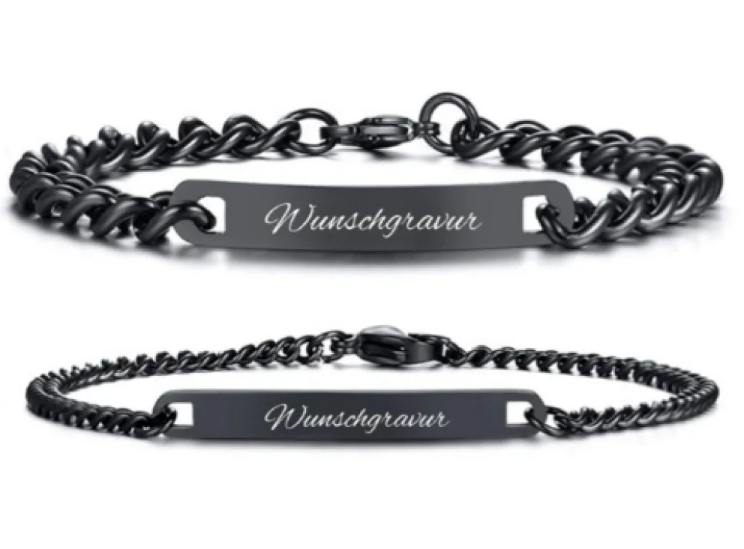 Couple Bracelets mit Gravur l Black