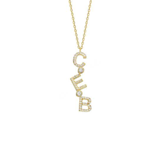 Chocker Senkrecht Zirkonia Buchstabenkette (7143386480685)