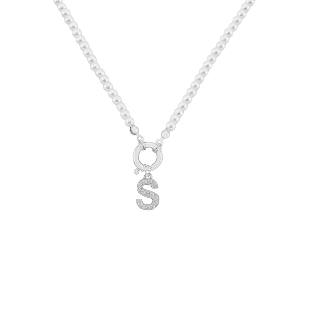 Pearl Chain zirkonia Buchstaben Halskette (7017623420973)